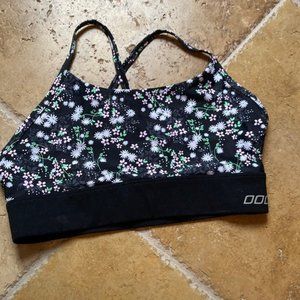 Black floral sports bra